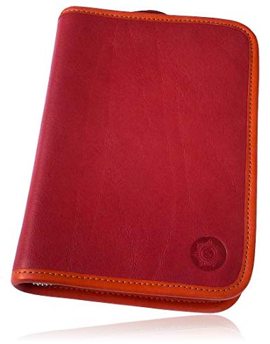 SONNENLEDER - hochwertiges Schuletui NILS Farbe: Rot/Orange *Echtes Leder*