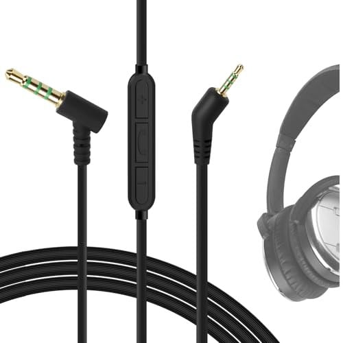 GEEKRIA Audio Cable with Mic Compatible with Bose QuietComfort 3, QC3 Headphones Cable, 3.5mm to 2.5mm Replacement Stereo Cord with Inline Microphone and Volume Control (4 ft / 1.2 m)
