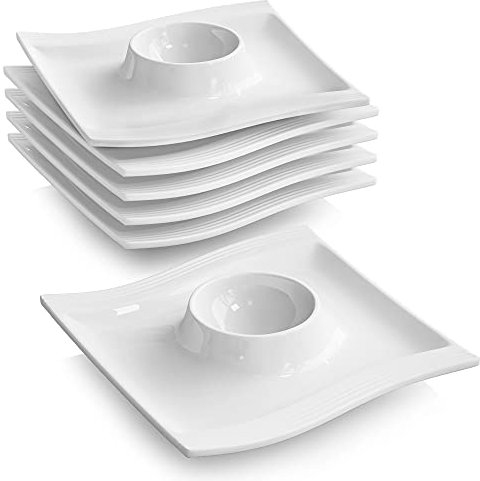MALACASA, Série Flora, 24pcs Coquetier Support Oeufs Porcelaine Design Moderne Service Petit Déjeuner