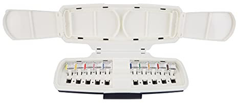 Schmincke - AKADEMIE®AQUARELL Watercolour Box, basic assortment 10 x 1/2 pans, 75 010 097, plastic set, fine artists' watercolours, foldable mixing palette, space for 10 additional colours