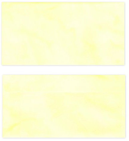 25 Stück Premium Briefumschläge (UMS-5005) DIN lang (110 X 220mm) Marmorpapier gelb Briefhüllen Kuvert, ohne Fenster, haftklebend, 80g/m²