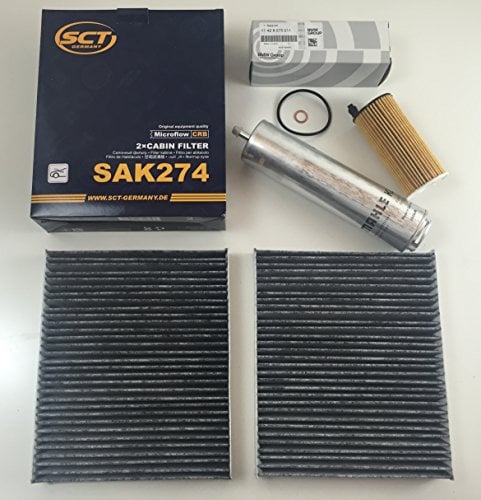 BMW ÖLFILTER + MAHLE KRAFTSTOFFFILTER + 2x SCT AKTIVKOHLEFILTER F10,F18 520d F11 518d für BMW 5er F10,F18 520d (140 KW) & 5er Touring F11 518d (110 KW)