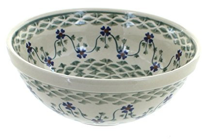 Blue Rose Polish Pottery Sage Floral Cereal/Soup Bowl