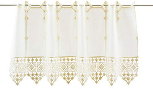 Rideau brise vue avec crochets Largeur: 16 cm | Hauteur, couleur au choix, Tissu, ivoire, 20x16 cm H/B