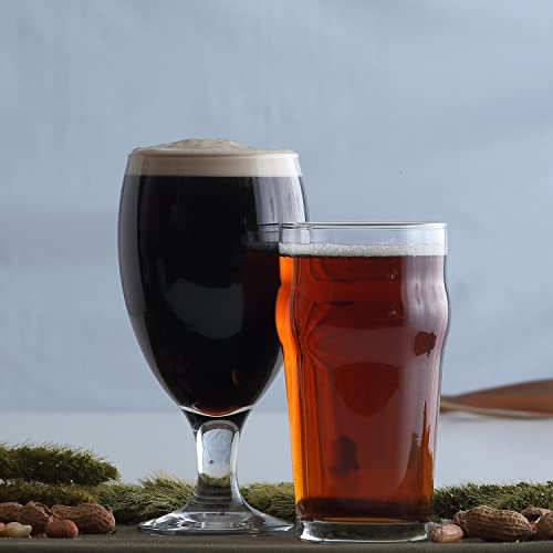 LAV 6X Clear 570ml Angelina Craft Beer Glasses - Large Tulip Shaped Lager Ale Cider Drinking Pint Glass Goblet Cup Set with Stem