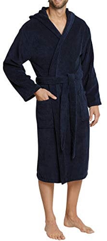 Schiesser Herren Bademantel mit Kapuze, Blau (815-navy), XL