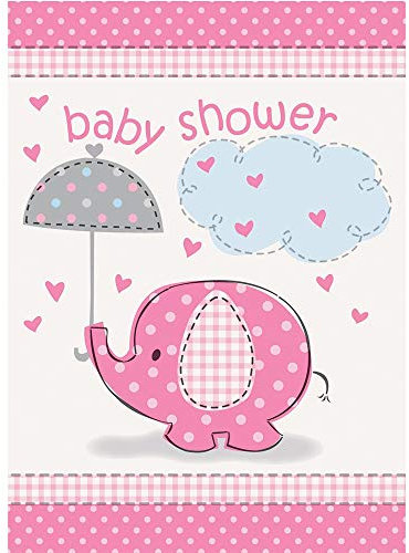 Unique Party 41674 - Pink Elephant Baby Shower Invitations, Pack of 8