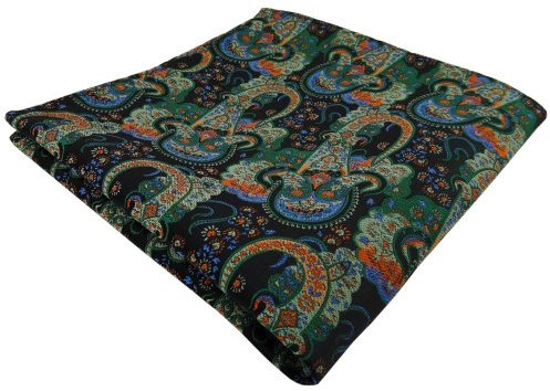 TigerTie Designer Einstecktuch in grün dunkelgrün orange blau Paisley gemustert