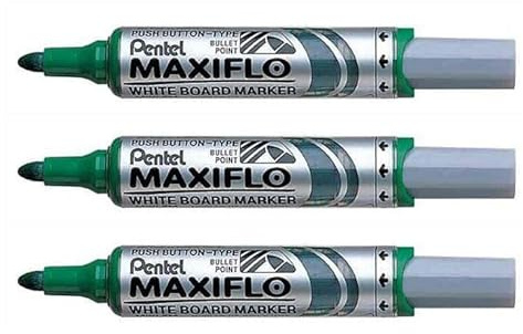 Pentel 3 Marker für Whiteboard MWL5S MWL5 M grün