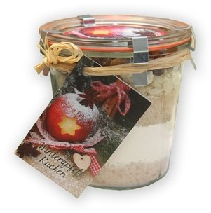 Löbke Hof Backmischung Winterapfel-Kuchen 580ml Sturz-Weckglas Glas rot Wegwerfbar Weihnachten
