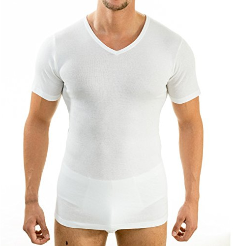 HERMKO 16488 Herren Kurzarm Business Unterhemd mit V-Ausschnitt aus Baumwolle/Modal