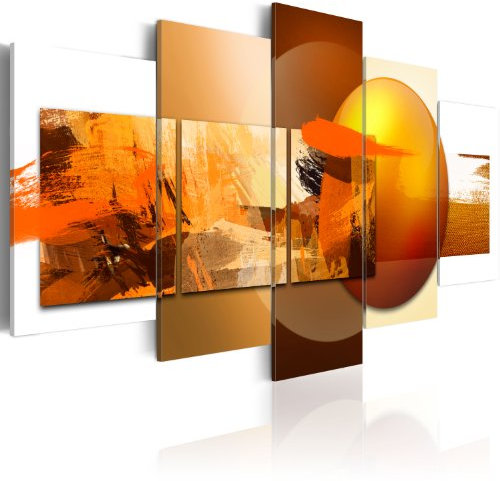 B&D XXL - Quadro Astratto 200x100 cm 5 Pezzi Stampa su tela XXL Immagini Moderni Murale Fotografia Grafica Decorazione da parete Quadri Componibili orange giallo bianco arancione 020101-84