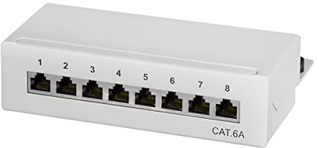 LogiLink Professional Cat.6A (500 MHz) Patchpanel - Verteilerfeld, Tisch/Wand/Desktop, STP (geschirmt) 8-Port (RJ45)