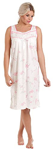 femmes Lady Olga Pull-over riche en coton floral sans manche Pyjama 0103 nuisette - Rose, 14 / 16