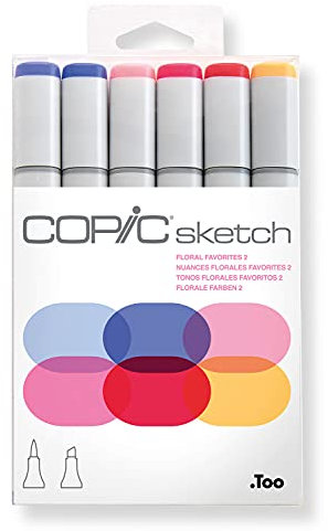COPIC Sketch Set Floral Favorite 2, 6 Twin Marker mit einer mittelbreiten und einer Brush-Spitze