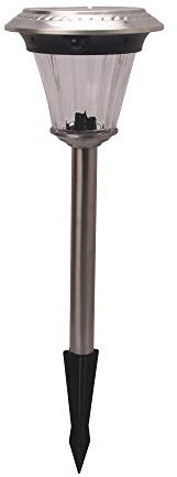 Duracell Solar LED Außenleuchte aus Glas und Stahl, Finish gebürstetem nickel mit Bewegungsmelder und enormer Leuchtkraft, 4 LED, Lithium Akku und Erdspieß aus Metall, 90 L, hellweiß GL013NDU