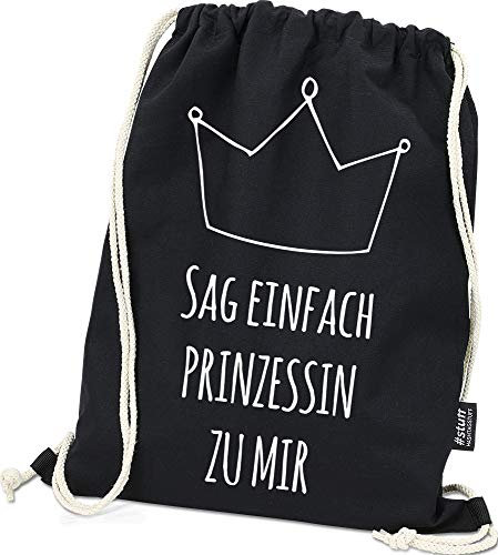 Hashtagstuff® Turnbeutel mit Sprüchen Designs auswählbar Kordel Schwarz Spruch Rucksack Jutebeutel Sportbeutel Gymbag Beutel Hipster 01 Prinzessin
