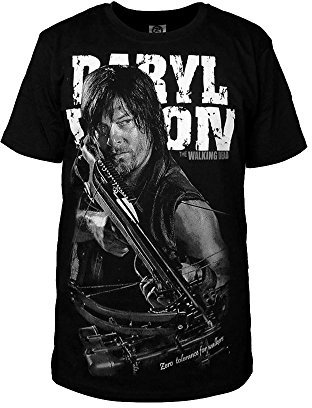 T-shirt à l'effigie de Daryl Dixon de la série The Walking Dead - T-shirt à manches courtes en coton - Noir - noir - L