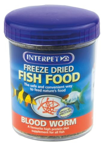 Interpet Freeze Dried Aquarium Fish Food, Safe, Natural, High Protein, Blood Worm, 20g
