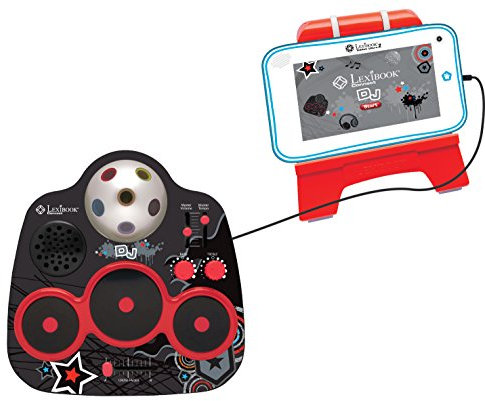 Lexibook MFG120 - Tavola da Mixaggio per Tablet Connect DJ, Applicazione, Supporto, Effetti mucisali Diversi, Nero/Rosso
