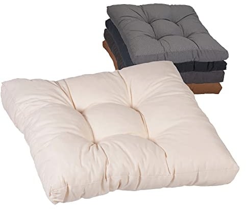 Beo Sitzkissen 60x60 cm - Wasserabweisendes Lounge-Kissen Für Gartenmöbel - Waschbares SesselKissen Für Draußen - UV-beständig, Öko-Tex Zertifiziert - Baumwolle & Extra Dickes Polster - Creme