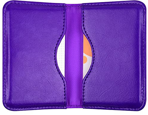 Wisdompro Porte-cartes de visite 2 faces, en cuir PU avec fermeture magnétique, pour homme et femme, ultra fin violet