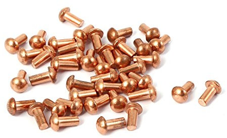 sourcing map 3mm x 6mm Ronde rivet pleins cuivre arbre d'or 8mm attaches ton Longueur 40 pcs