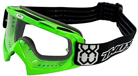 TWO-X Cross-Brille - Motocross-Brille mit klarem Glas - Kratzfeste Motorrad-Brille - Enduro & Downhill Schutz-Brille mit Klarglas - Modell Race -Grün