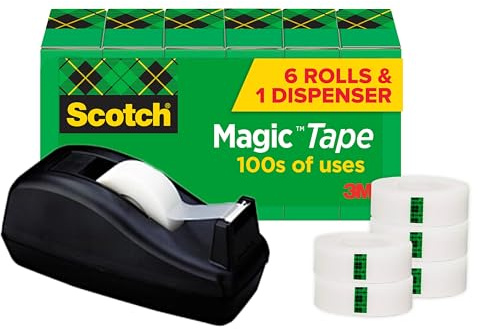Scotch Marke Magic Tape, Standardbreite, unsichtbar, fotosicher, entwickelt für Reparaturen, 3/4 x 1000 Zoll, verpackt, 3 Rollen (810K3)