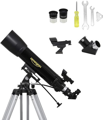 Omegon Teleskop AC 102/660 AZ-3 | Weitfeld-Refraktor-Teleskop | 102mm Öffnung | 660mm Brennweite | Einfache Bedienung | Perfekt für Mond- und Sternbeobachtung