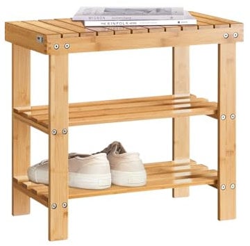 SoBuy Schuhregal Sitzbank Schuhbank aus hochwertigem Bambus mit 2 Jahren Garantie B50cm FSR02-K-N