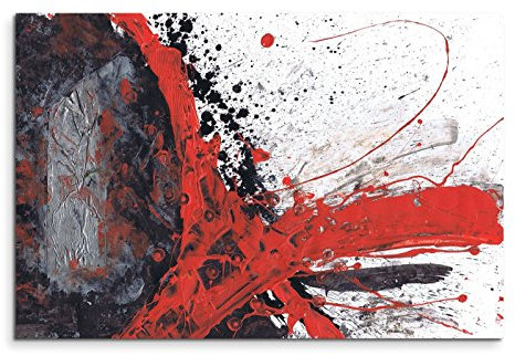 Paul Sinus Art 120x80cm Leinwandbild Leinwanddruck Kunstdruck Wandbild rot schwarz grau weiß gemalt