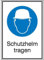 Indigos UG Aufkleber Schutzhelm tragen Gebotsschild Kombischild - 13,1x18,5 cm - selbstklebender Sicherheits Aufkleber für Tür oder Wand - Warnschild für Gebäude, Hotel, Büro, Firma, Haus, Praxis