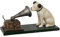 Deko Hund vor Grammophon Nostalgie Gußeisen 1,6kg H:11cm