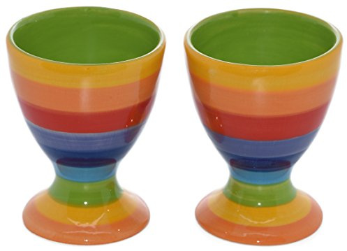 Windhorse Rainbow Striped Ceramic Egg Cups