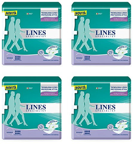 4 X pannolini Lines specialist Grandi pannoloni a mutandina per adulti incontinenza maxi