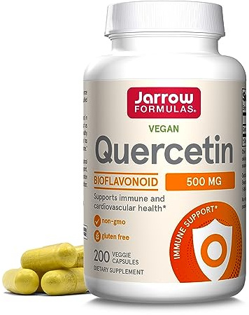 Jarrow Formulas Quercetin 500mg Capsules - 200 Veggie Caps - Supports Antioxidant Status, Cardiovascular Health & Immune Health - 200 Servings