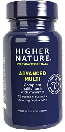 Higher Nature - Advanced Multi - Multi Vitamins Supplements - 26 Essential Vitamins, Minerals & Live Bacteria - 180 Tablets