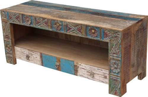 GURU SHOP Lowboard, Fernsehtisch, Flache Kommode Vintage Look - Modell 6, 56x132x45 cm