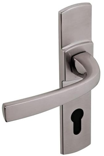 Vachette Set de Poignée de Porte sur Petite Plaque MUZE - Version Cle I Porte Cuisine/Salon, Entraxe 165 mm - Système de Pose Facile - en Zamak Résistant - Finition Diamant Noir - Garantie 10 Ans