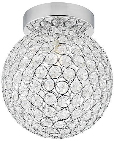 Modern Chrome and Clear Glass IP44 Rated Bathroom Ceiling Light by Happy Homewares