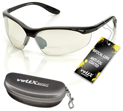 voltX CONSTRUCTOR, Bifocal Safety Glasses, +1.0 Mirror Lens & Cord & Case | UKCA & CE EN166F Certified, Mirror Polycarbonate Lens, UV400 Anti-Fog Protection, Lightweight Cycling & Work Safety Glasses