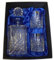 Square Hand Cut Lead Crystal Decanter and Pair of Old Fashioned Whisky Glasses in Silk Lined Presentation Box