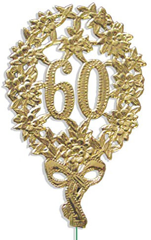 Kunze A014041601 Jubiläumszahl 60 mit Haltedraht, 10 Stück, Gold, 8 x 12 cm