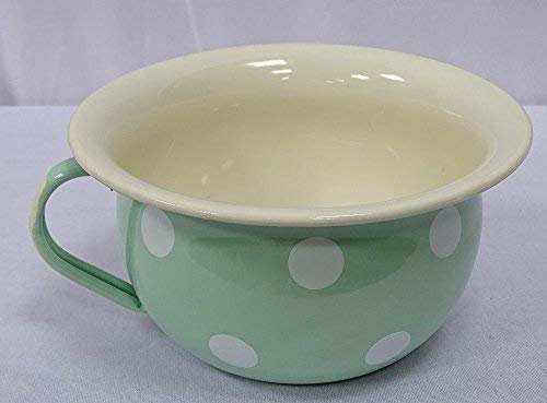 linoows Émail Pot de Chambre, Pot de Pisse, Nostalgie Nachtgeschirr, à Pois Pastel Mint