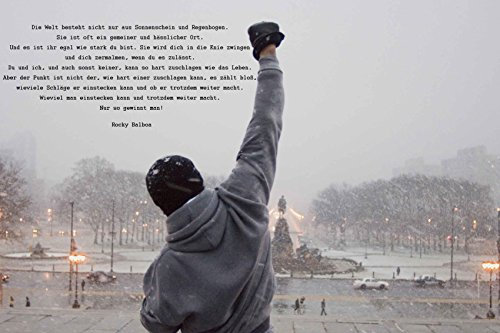 time4art Rocky Balboa BILD MIT ZITAT BOXEN SPORT Print Canvas Bild auf Keilrahmen Leinwand Giclee 120x80 cm Wandbild Wohnzimmer Wall Art Kunstwerk