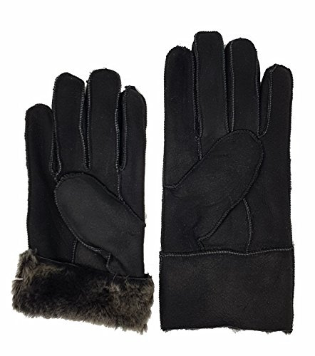 HEITMANN 100% Lammfell Handschuhe Fingerhandschuhe Echt-Leder Herren NEU (L, Schwarz)