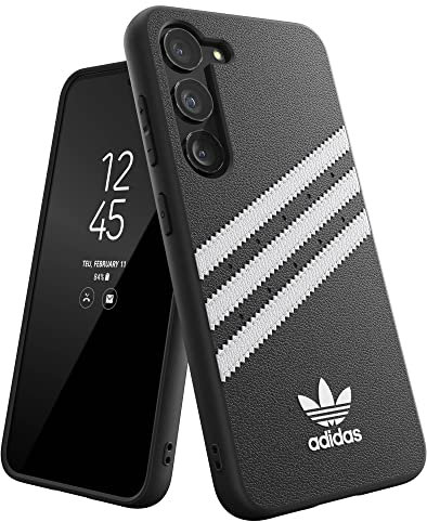 adidas Hülle Entworfen für Samsung Galaxy S23 6,1 Zoll | Stoßfester Fallschutz | Kompatibel mit kabellosem Laden | Schwarz-Weißes DREI Streifen Design | Schützende Originals Handyhülle