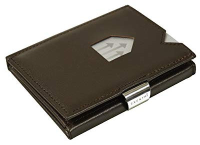 EXENTRI Leder Dreifachgefaltete Brieftasche - RFID-Schutz mit Verschlussclip aus Edelstahl
