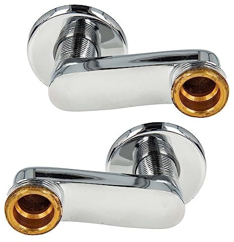 tecuro S-Anschluss versetzt um 60 mm, für Wandarmaturen, 2-er Set, Anschluss wandseitig 1/2 Zoll AG, Armaturenseitig 3/4 Zoll AG, inkl. Rosetten